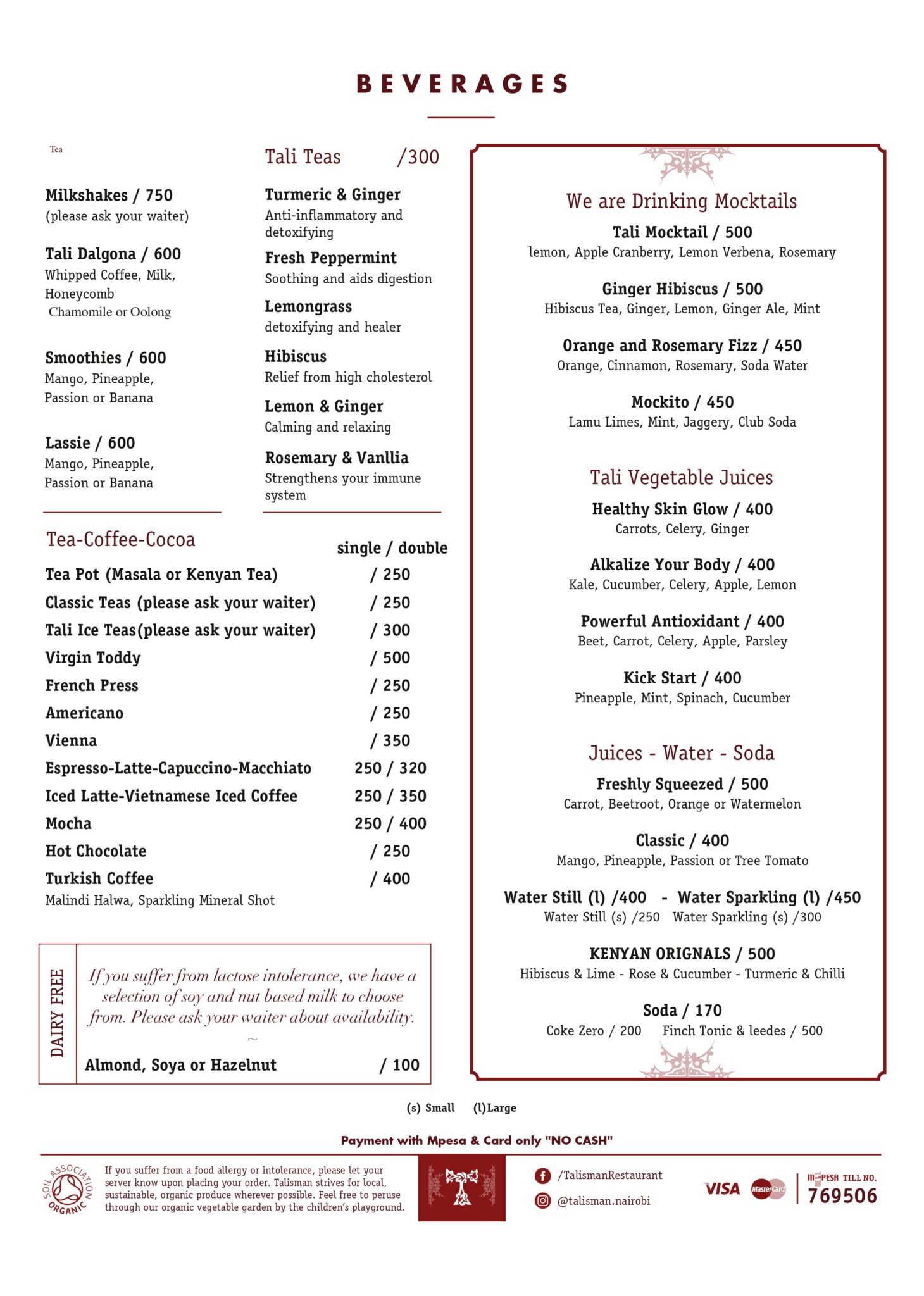 Talisma Program Menu Book a table at The Talisman with EatOut