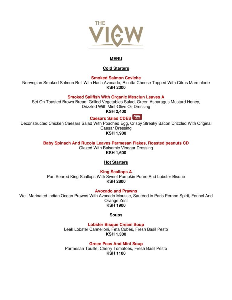 the view restaurant nyc menu